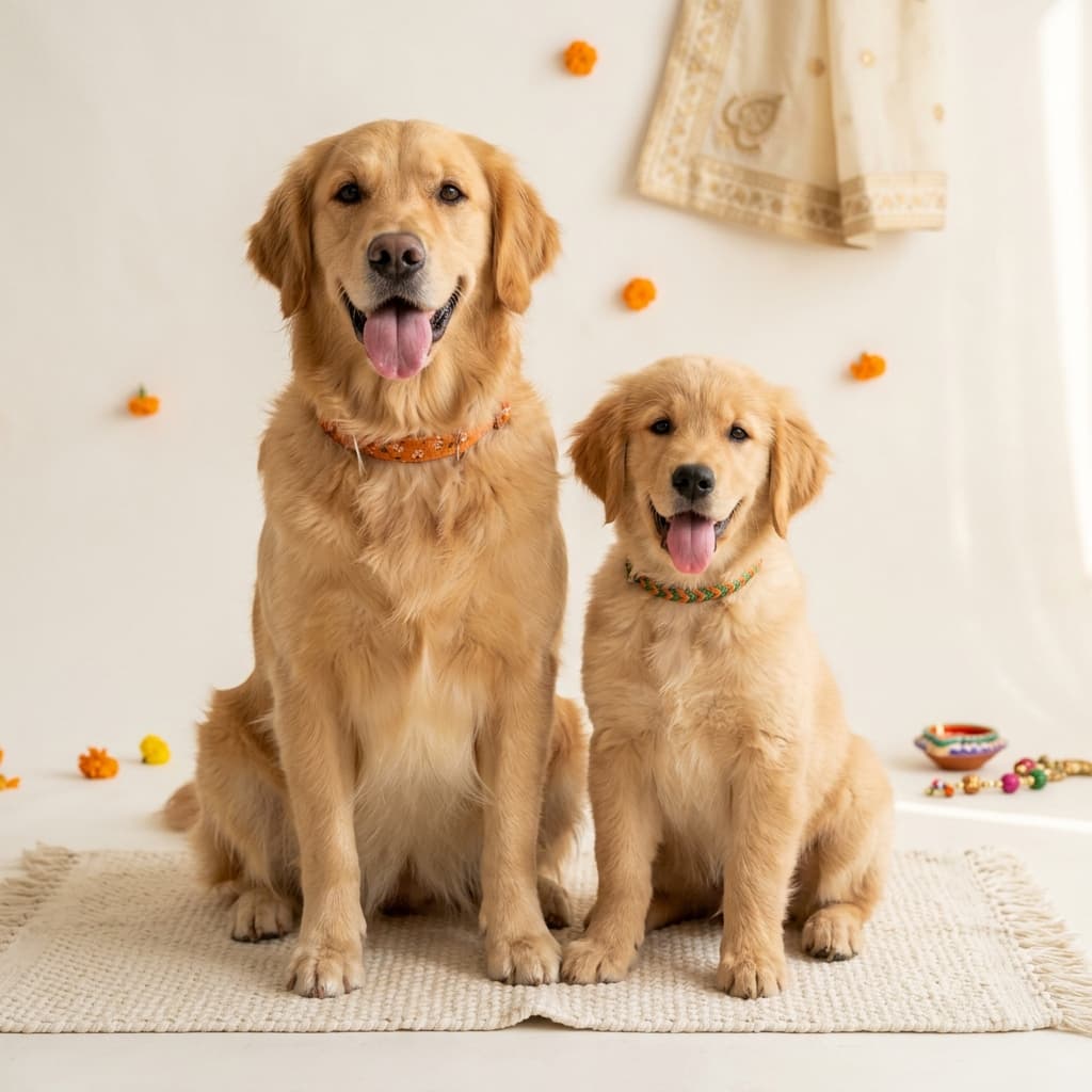 Healthy golden retriever patients Max and Bruno